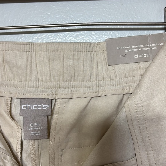 Chicos Boho Beachy Stretch Linen-Blend Tapered Utility Ankle Pants Size 6R NEW - Picture 4 of 5